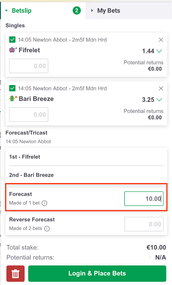 Paddy power how to place a forecast 