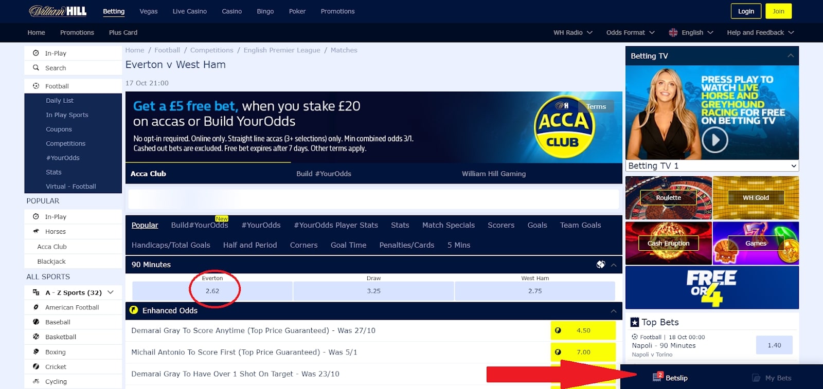Betting With William Hill : How To Do An Accumulator -