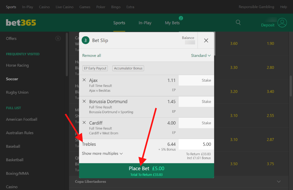 How To Place An Accumulator Bet On Bet365 -