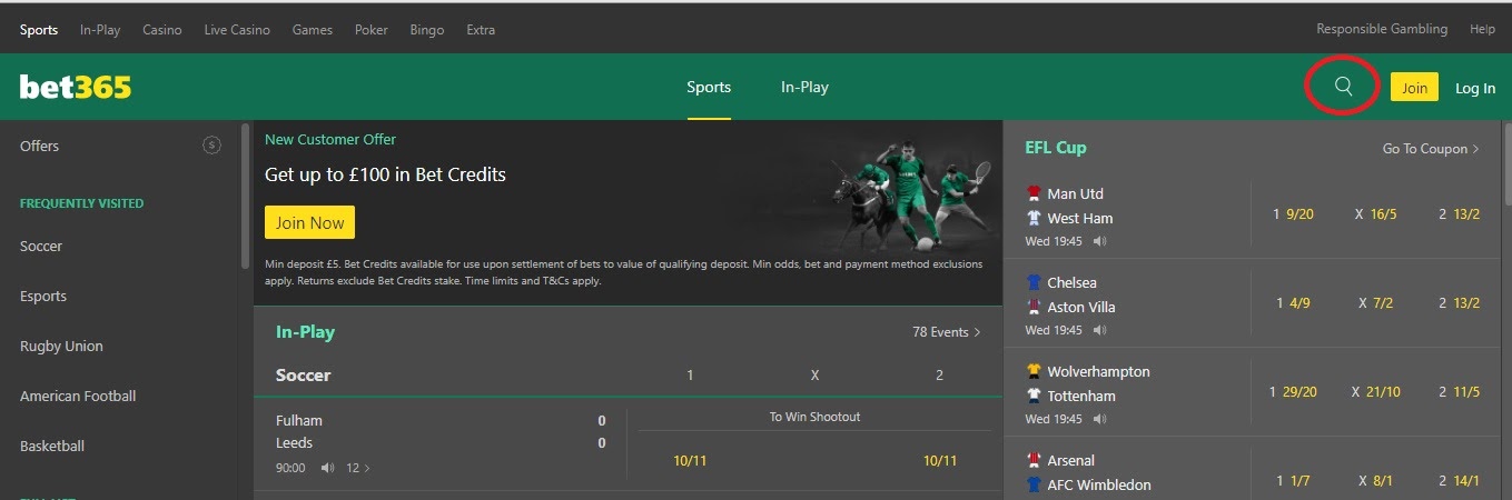 bet365 search
