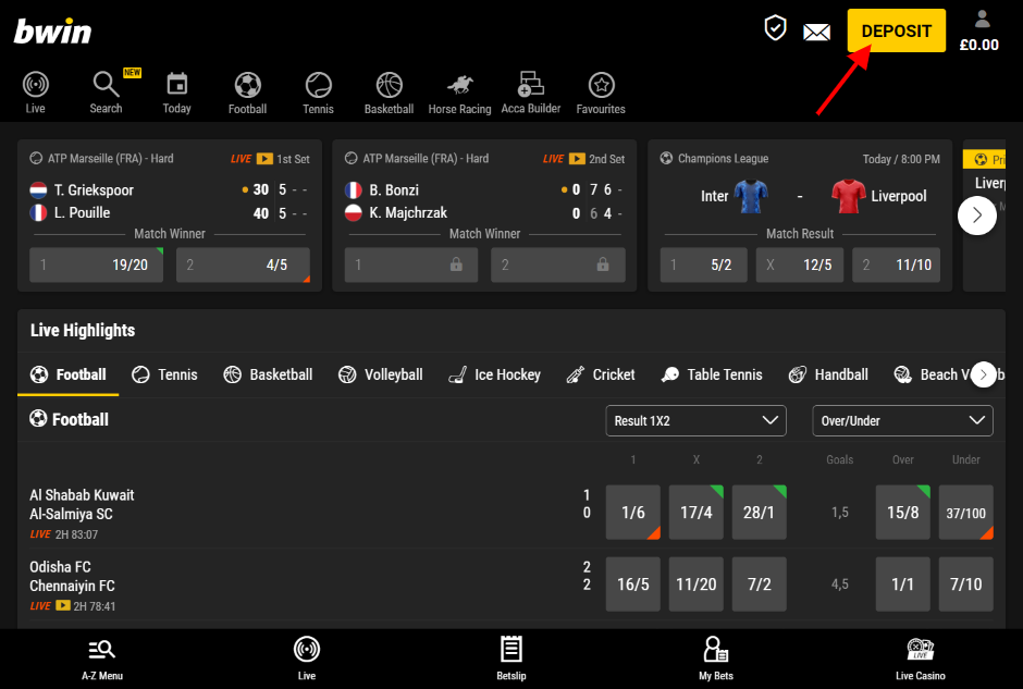how to deposit on bwin