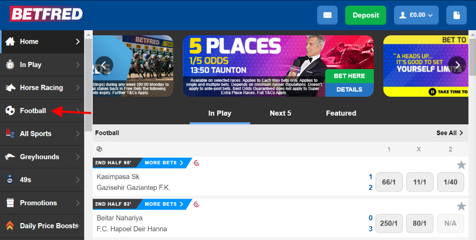 how to place football bets on betfred