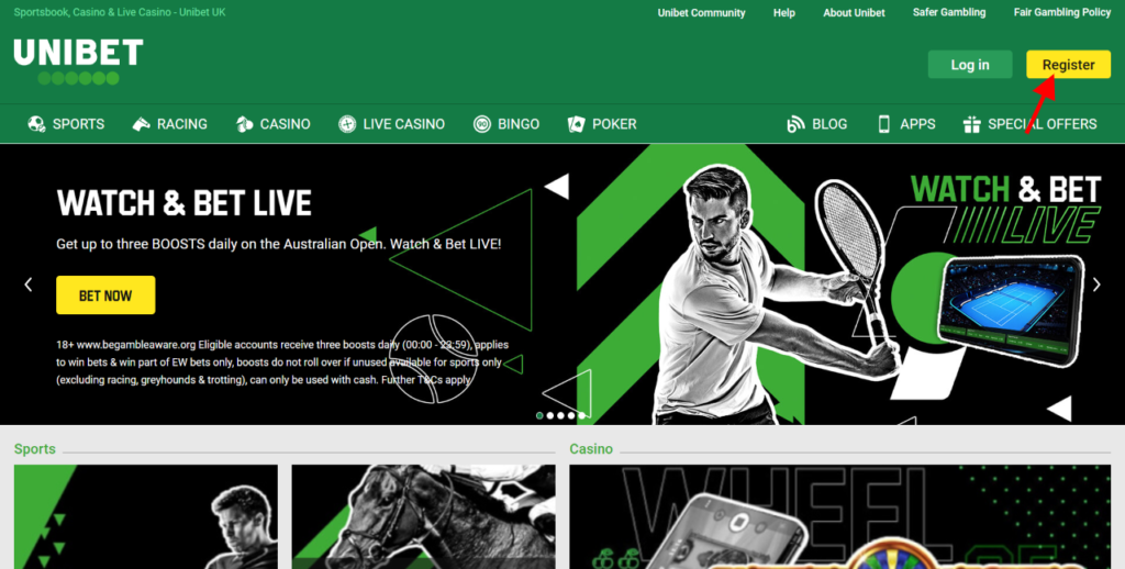 how to register on unibet