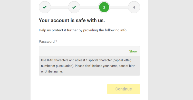 how to register on unibet with secure password