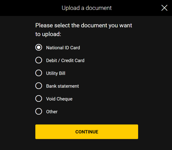 upload and verify id on bwin