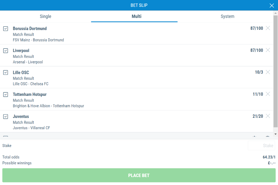 how to place an accumulator bet on sportingbet