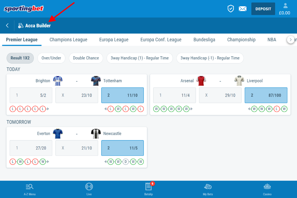 how to use the sportingbet acca builder