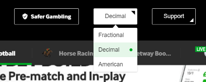 betway odds format options
