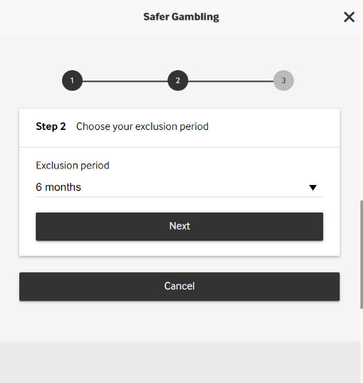 choose self exclusion period on betway