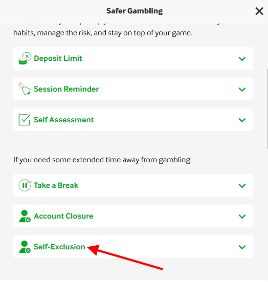 self exclusion on betway