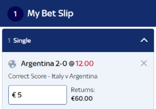 Correct Score Betting Market Explained - Correct Score Italy v Argentina