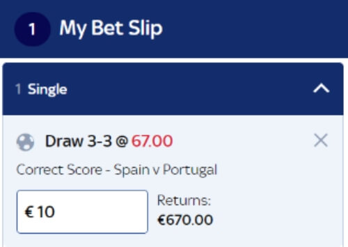 Correct Score Spain v Portugal