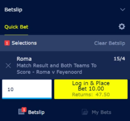 Match Result & BTTS Betting Guide - Roma v Feyenoord