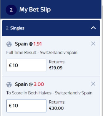 To Score In Both Halves - Switzerland v Spain