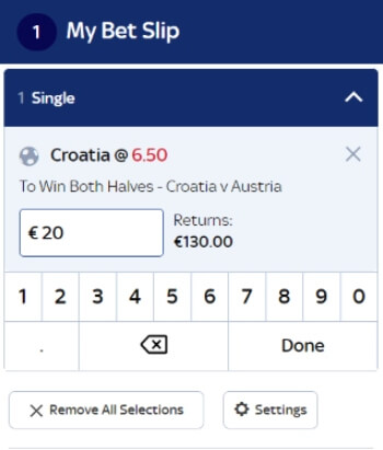 To Win Both Halves - Croatia v Austria